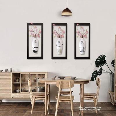 BÌNH HOA TREO TƯỜNG 3D KÈM KHUNG + HOA